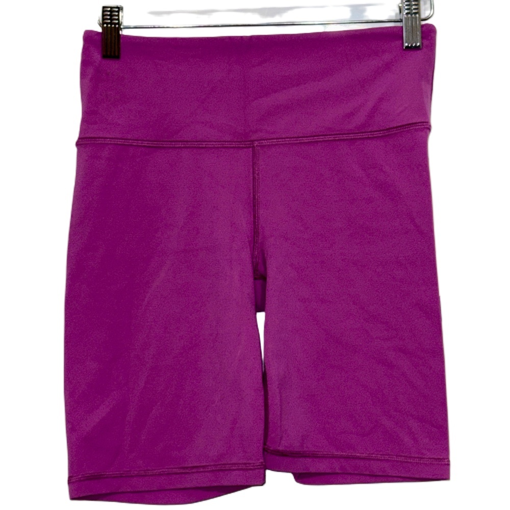 Athleta Elation Bike Shorts Purple Pink Elastic Waistband Biker Shorts Size S